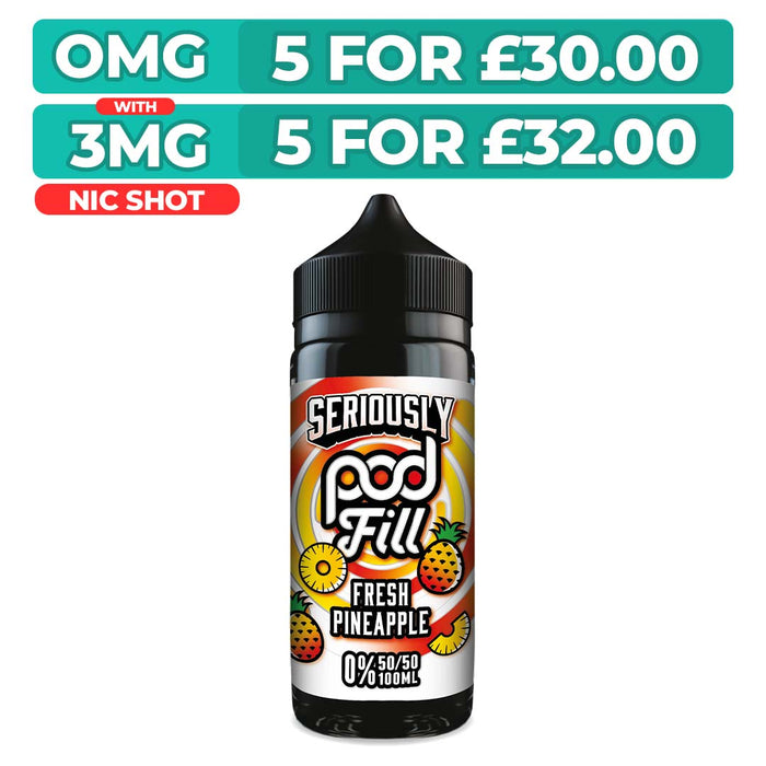 Doozy Seriously Pod Fill Fresh Pineapple 100ml Shortfill E-Liquid