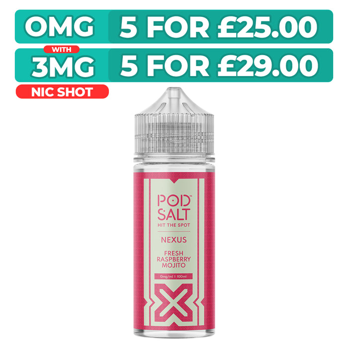 Fresh Raspberry Mojito 100ml Shortfill E-Liquid By Pod Salt Nexus