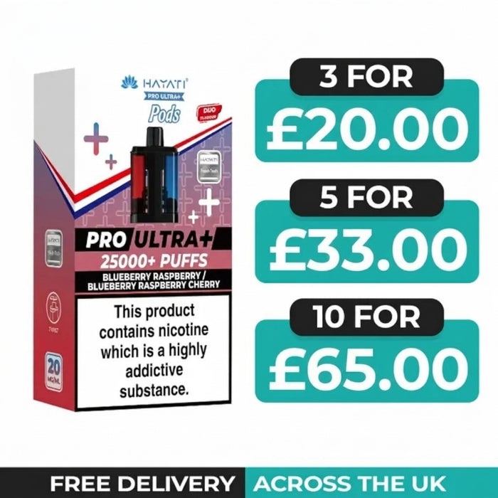 Hayati Pro Ultra Plus 25000 Blueberry Raspberry & Blueberry Raspberry Cherry Refill Pods