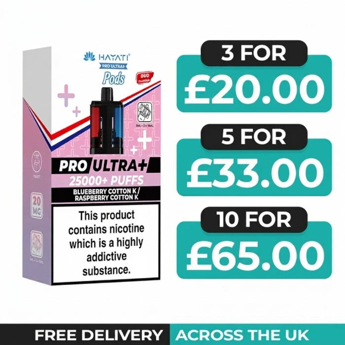 Hayati Pro Ultra Plus 25000 Blueberry Cotton K & Raspberry Cotton K Refill Pods