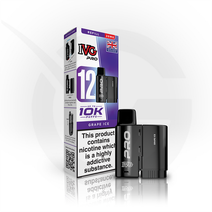 Grape Ice Prefilled Pods By IVG Pro + Refill Containers