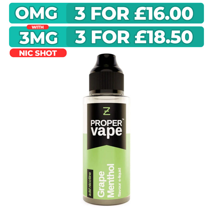 Grape Menthol 100ml Shortfill E-Liquid by Proper Vape