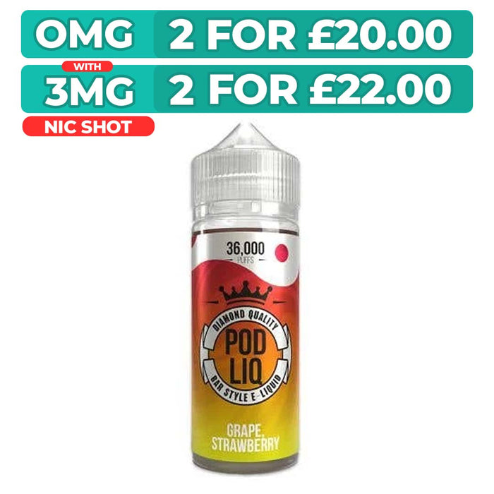 Grape Strawberry 100ml Shortfill E-Liquid By Pod Liq
