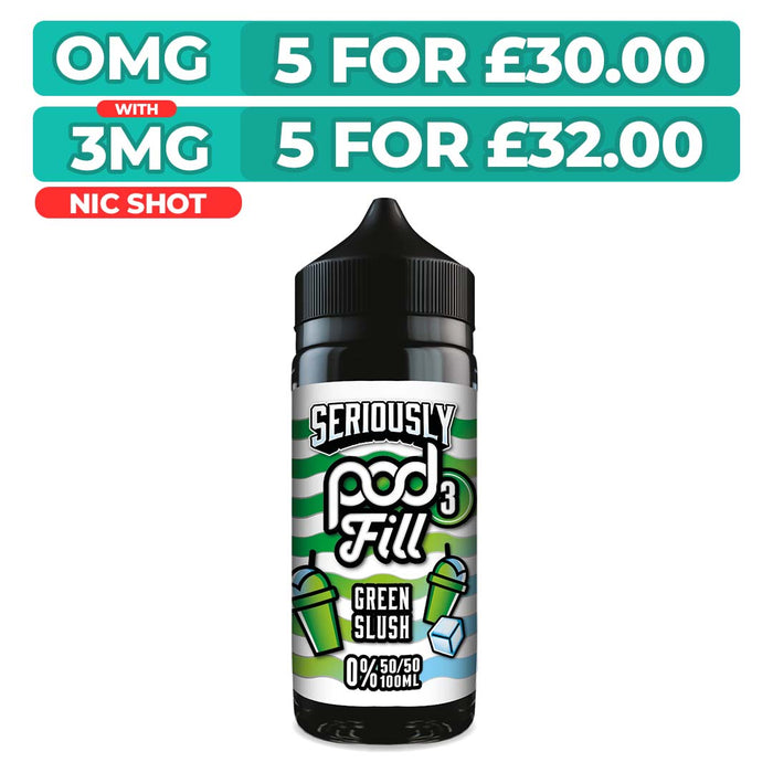 Doozy Seriously Pod Fill 3 Green Slush 100ml Shortfill E-Liquid