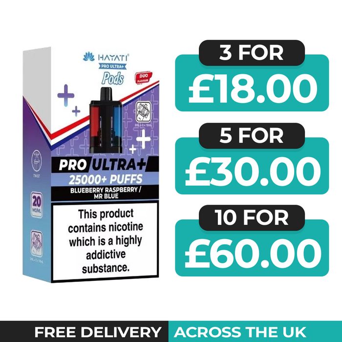 Hayati Pro Ultra Plus 25000 Blueberry Raspberry & Mr Blue Refill Pods