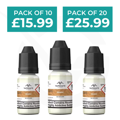 Hazelnut 10ml 50/50 E-Liquid By Vapemate - Pack of 10 & 20