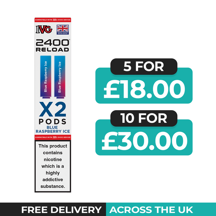Blue Raspberry Ice 2-in-1 Prefilled Pods By IVG 2400 Reload
