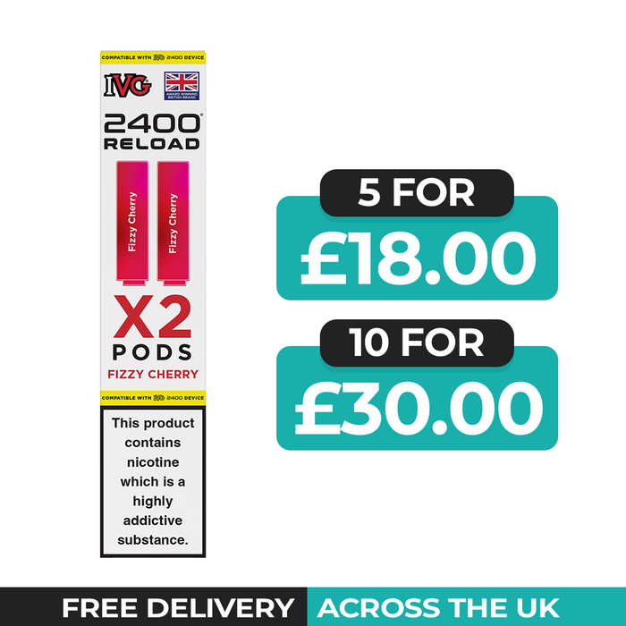 Fizzy Cherry 2-in-1 Prefilled Pods By IVG 2400 Reload