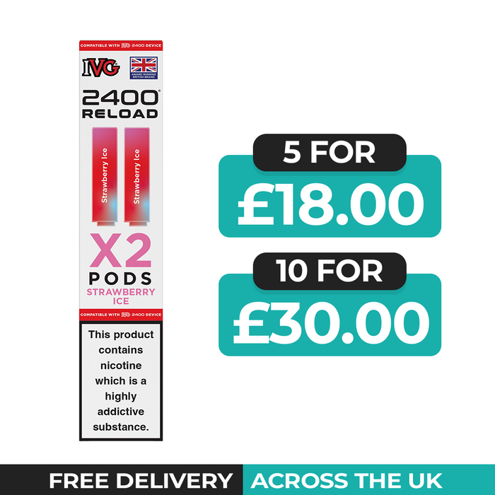Strawberry Ice 2-in-1 Prefilled Pods By IVG 2400 Reload