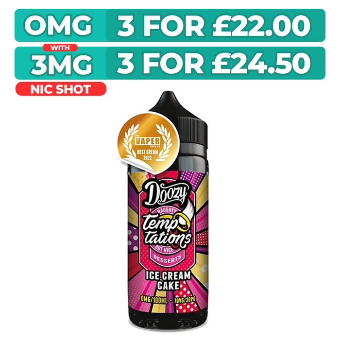 Ice Cream Cake 100ml Shortfill E-Liquid By Doozy Temptations