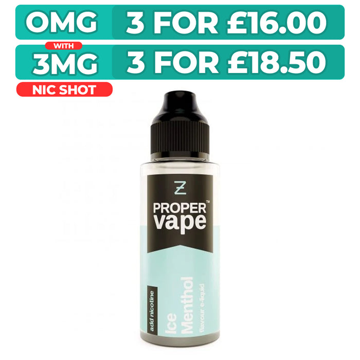 Ice Menthol 100ml Shortfill E-Liquid by Proper Vape