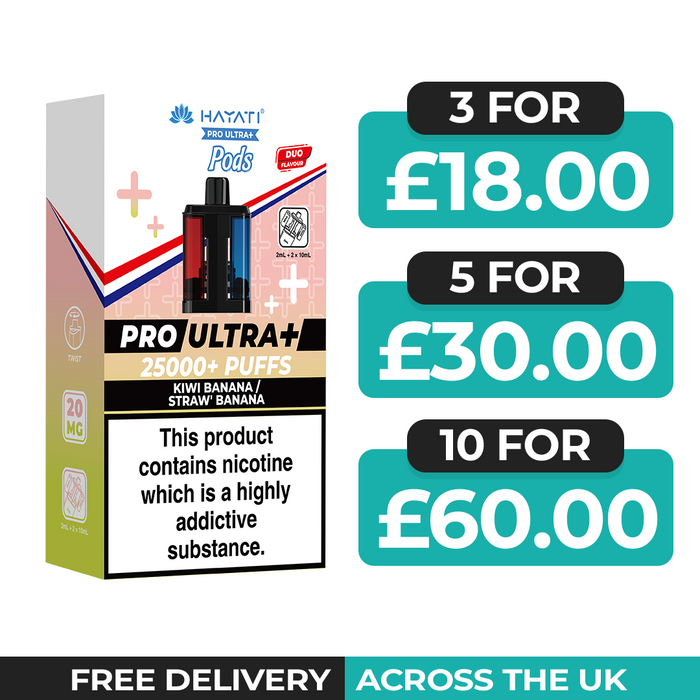 Hayati Pro Ultra Plus 25000 Kiwi Banana & Straw' Banana Refill Pods