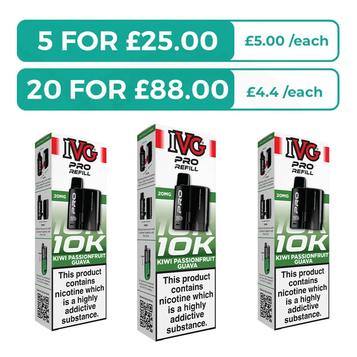 Kiwi Passionfruit Guava Prefilled Pods By IVG Pro + Refill Containers