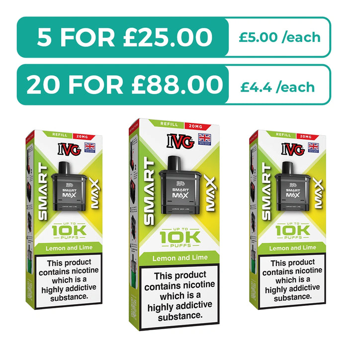 Lemon and Lime Prefilled Pods By IVG Smart Max + Refill Containers