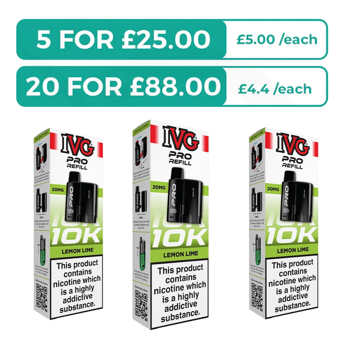 Lemon Lime Prefilled Pods By IVG Pro + Refill Containers