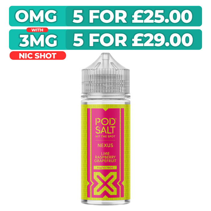 Lime Raspberry Grapefruit 100ml Shortfill E-Liquid By Pod Salt Nexus