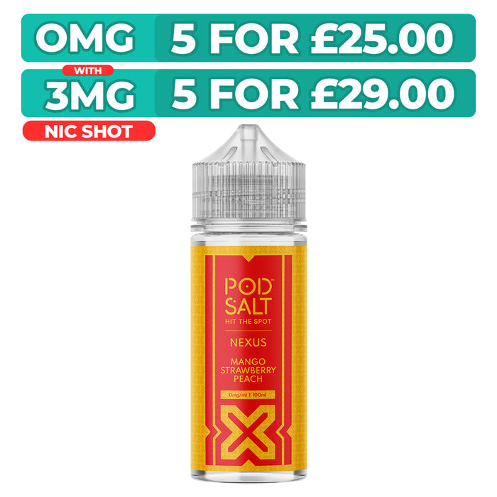 Mango Strawberry Peach 100ml Shortfill E-Liquid By Pod Salt Nexus