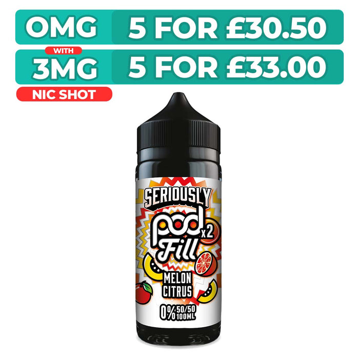 Doozy Seriously Pod Fill X2 Melon Citrus 100ml Shortfill E-Liquid