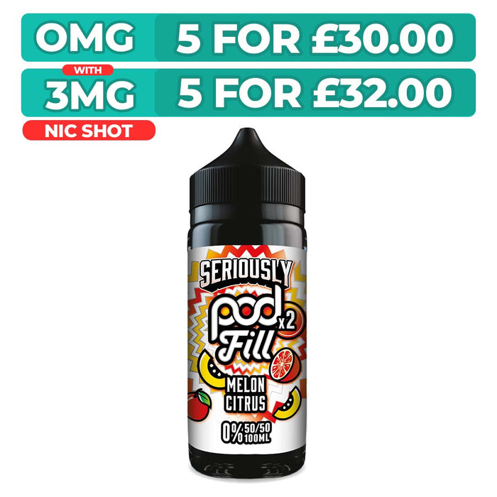 Doozy Seriously Pod Fill X2 Melon Citrus 100ml Shortfill E-Liquid