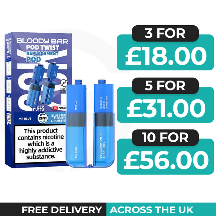 Bloody Bar Ultra Twist 20k Mr Blue & Blueberry Cherry Cranberry Refill Pods