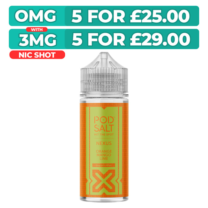Orange Mango Lime 100ml Shortfill E-Liquid By Pod Salt Nexus