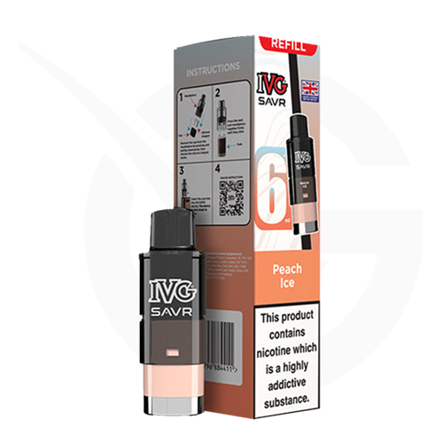 Peach Ice Prefilled Pods by IVG SAVR + Refill Containers