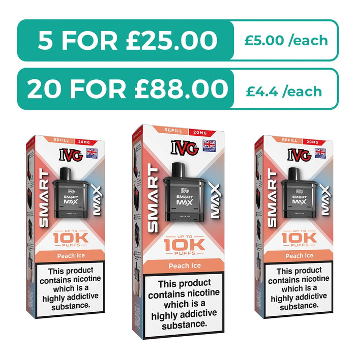 Peach Ice Prefilled Pods By IVG Smart Max + Refill Containers