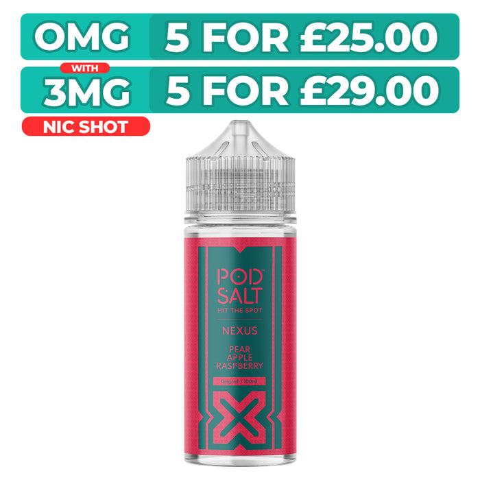 Pear Apple Raspberry 100ml Shortfill E-Liquid By Pod Salt Nexus