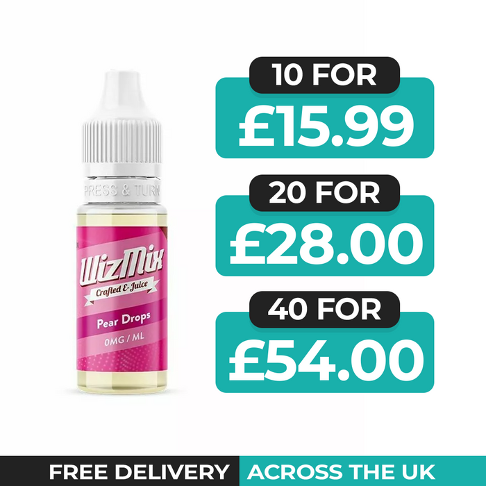 Wizmix Pear Drops 10ml E-Liquid - Pack of 10, 20 & 40
