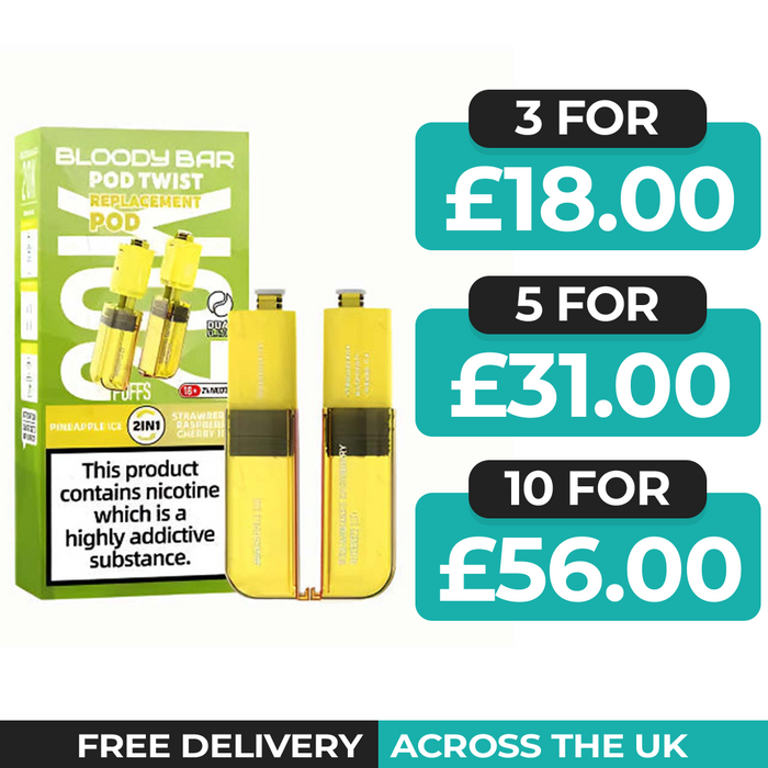 Bloody Bar Ultra Twist 20k Pineapple Ice & Strawberry Raspberry Cherry Ice Refill Pods