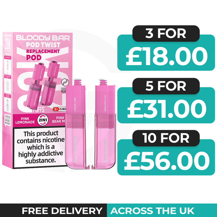 Bloody Bar Ultra Twist 20k Pink Lemonade & Pink Bear Mix Refill Pods
