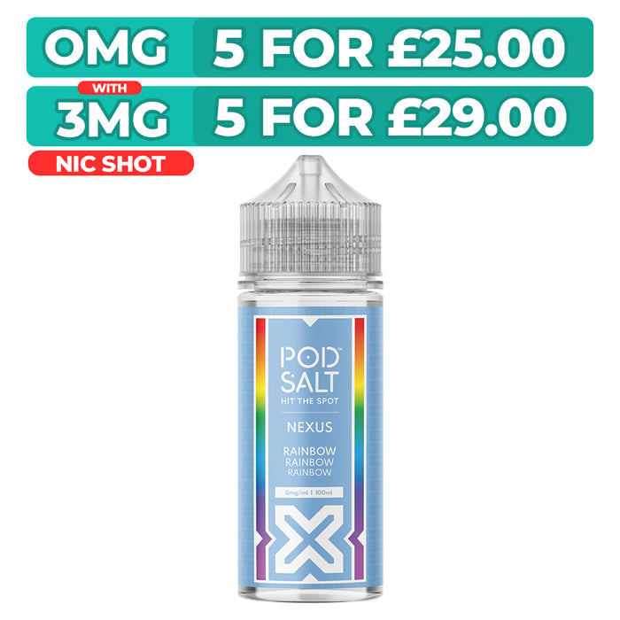Rainbow 100ml Shortfill E-Liquid By Pod Salt Nexus