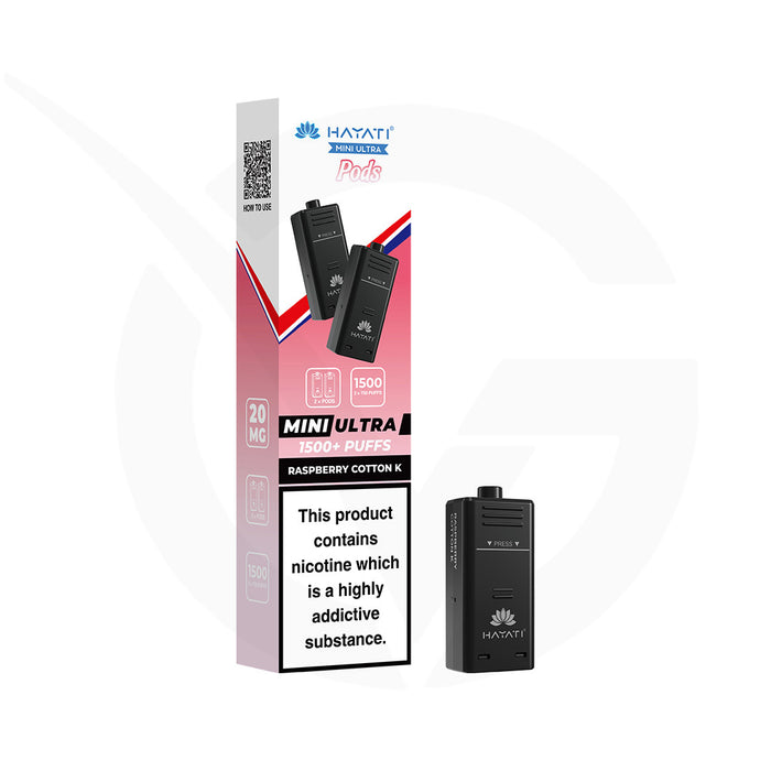 Raspberry Cotton K Hayati Mini Ultra 1500 Refill Pods
