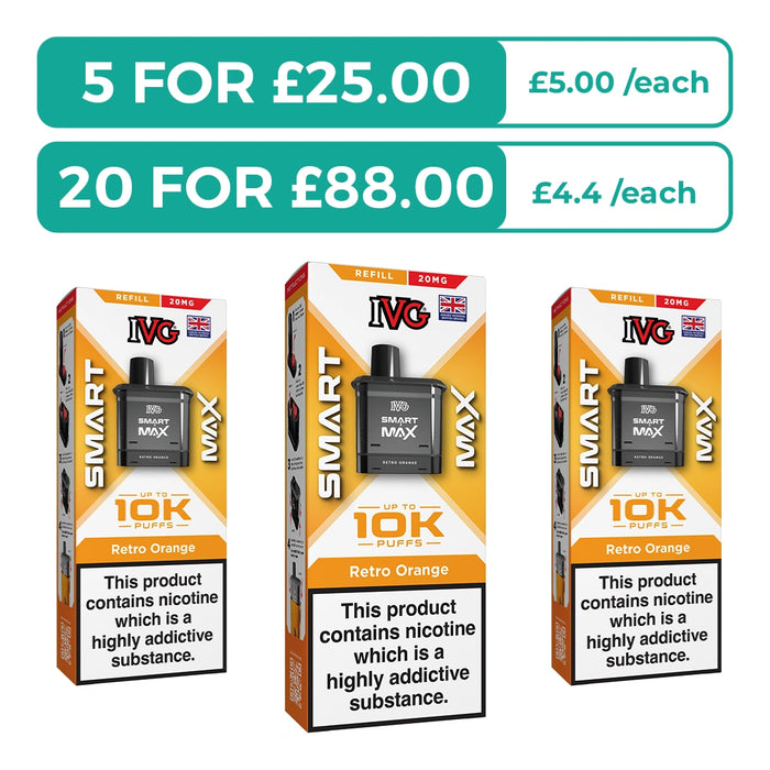 Retro Orange Prefilled Pods By IVG Smart Max + Refill Containers