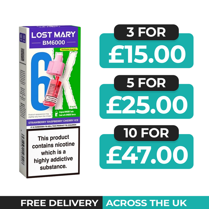Lost Mary BM6000 Strawberry Raspberry Cherry Prefilled Refill Pods