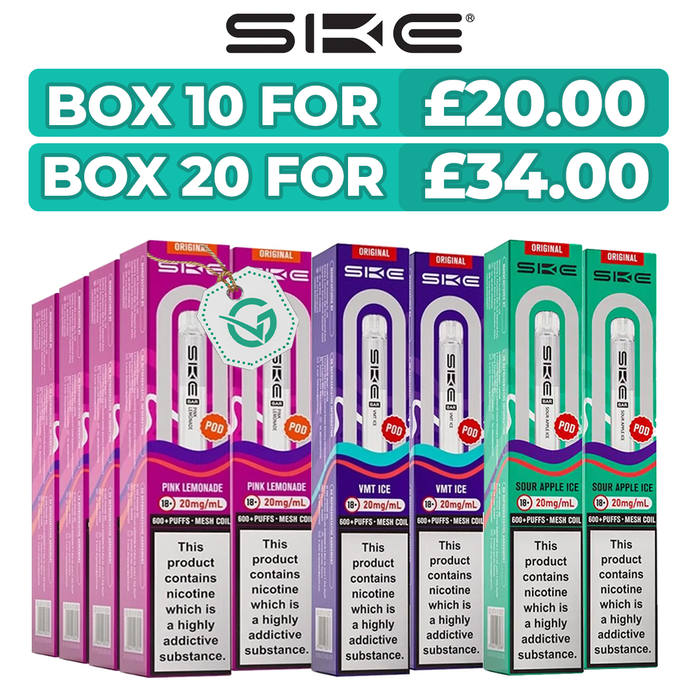 SKE Bar 600 Pods Box of 10 & 20