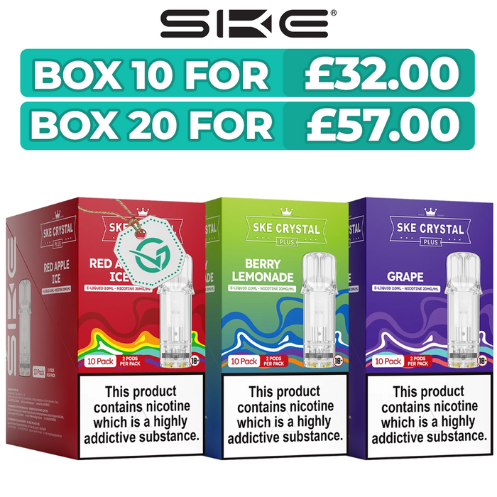 SKE Crystal Plus Pods Box of 10 & 20