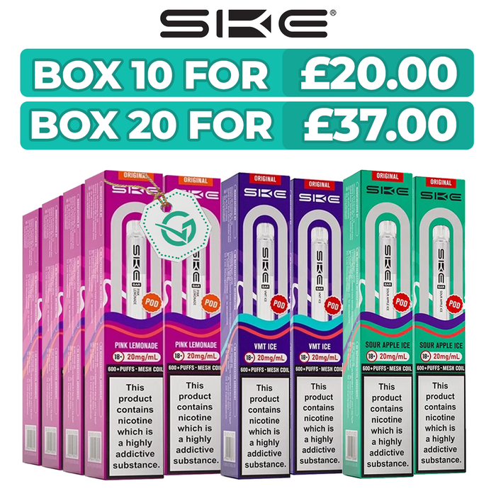 SKE Bar 600 Pods Box of 10 & 20