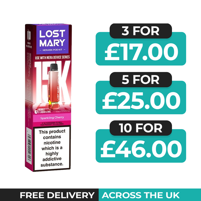 Sparkling Cherry Prefilled Pods by Lost Mary Nera15k + Refill Container