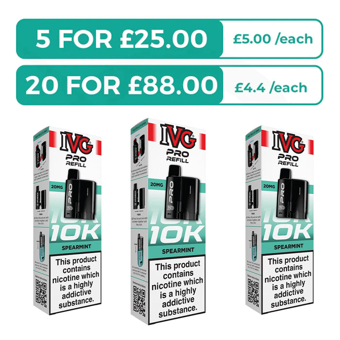 Spearmint Prefilled Pods By IVG Pro + Refill Containers