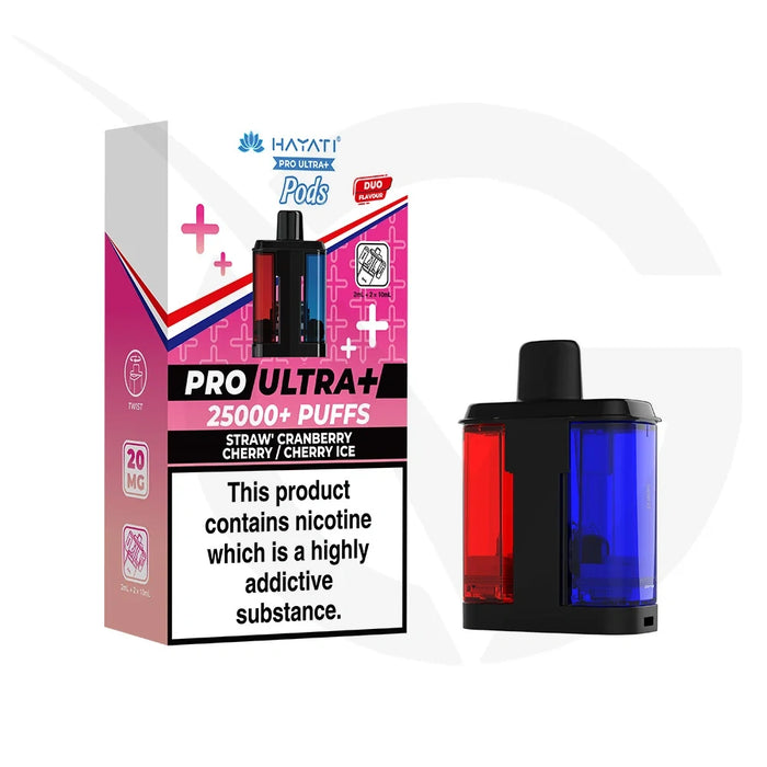 Straw Cranberry Cherry & Cherry Ice Hayati Pro Ultra Plus 25000 Refill Pods