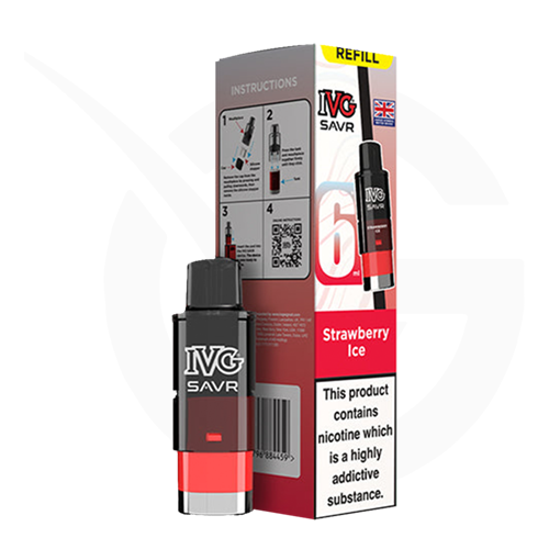 Strawberry Ice Prefilled Pods By IVG SAVR + Refill Containers