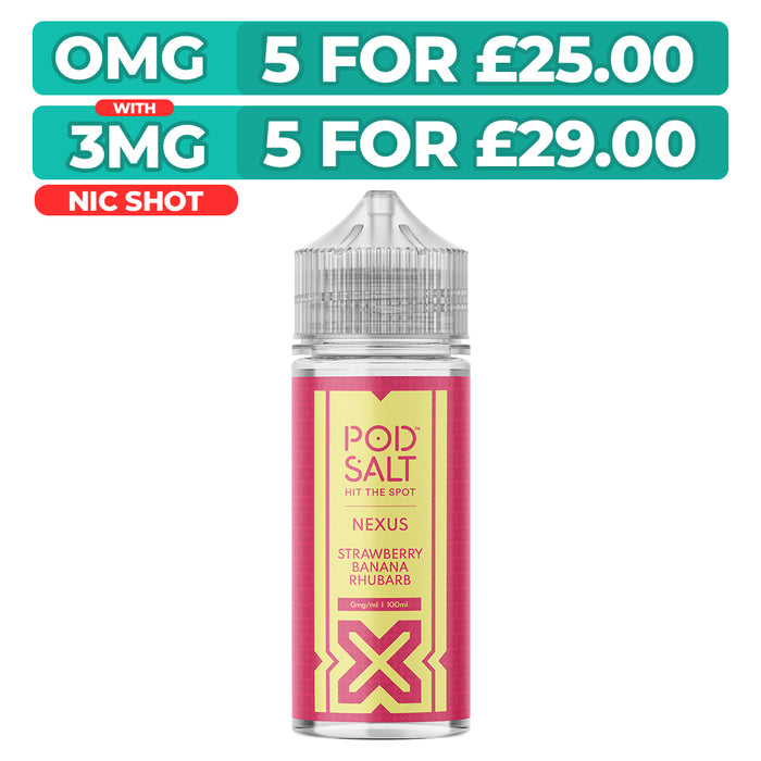 Strawberry Banana Rhubarb 100ml Shortfill E-Liquid By Pod Salt Nexus