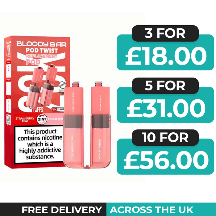 Bloody Bar Ultra Twist 20k Strawberry Kiwi & Peach Mango Refill Pods