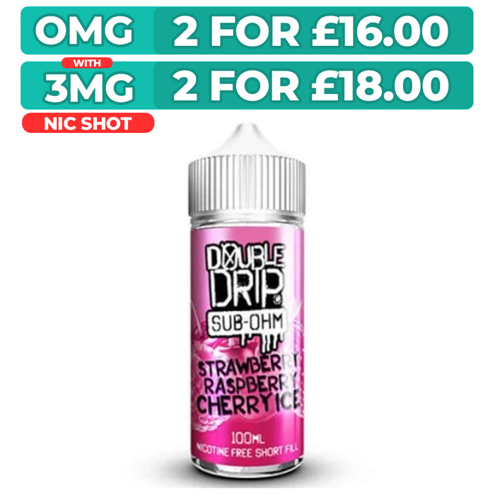 Strawberry Raspberry Cherry Ice 100ml Shortfill E-Liquid By Double Drip
