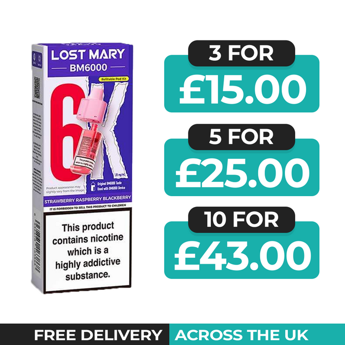 Lost Mary BM6000 Strawberry Raspberry Blackberry Prefilled Refill Pods