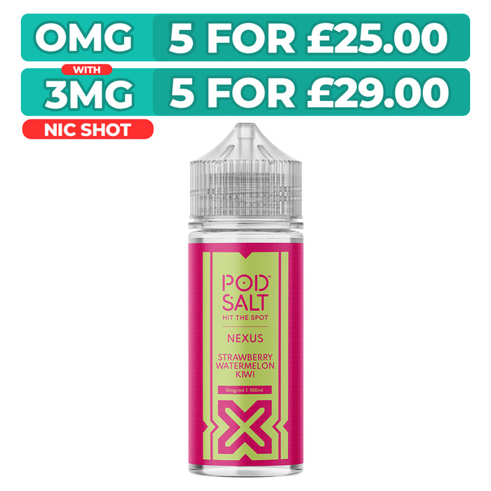 Strawberry Watermelon Kiwi 100ml Shortfill E-Liquid By Pod Salt Nexus