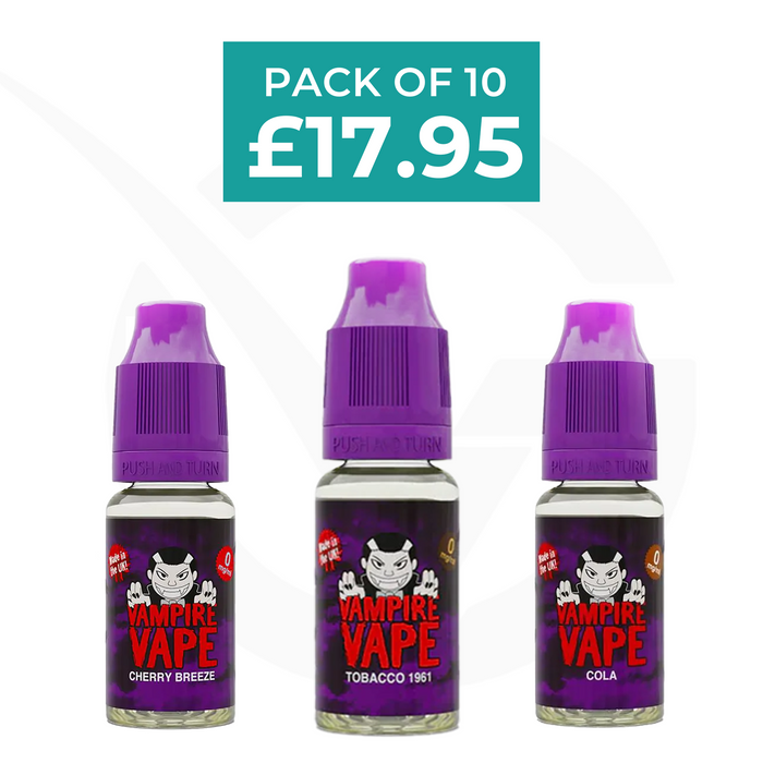 10 x 10ml Vampire Vape E Liquid -  Pack Of 10