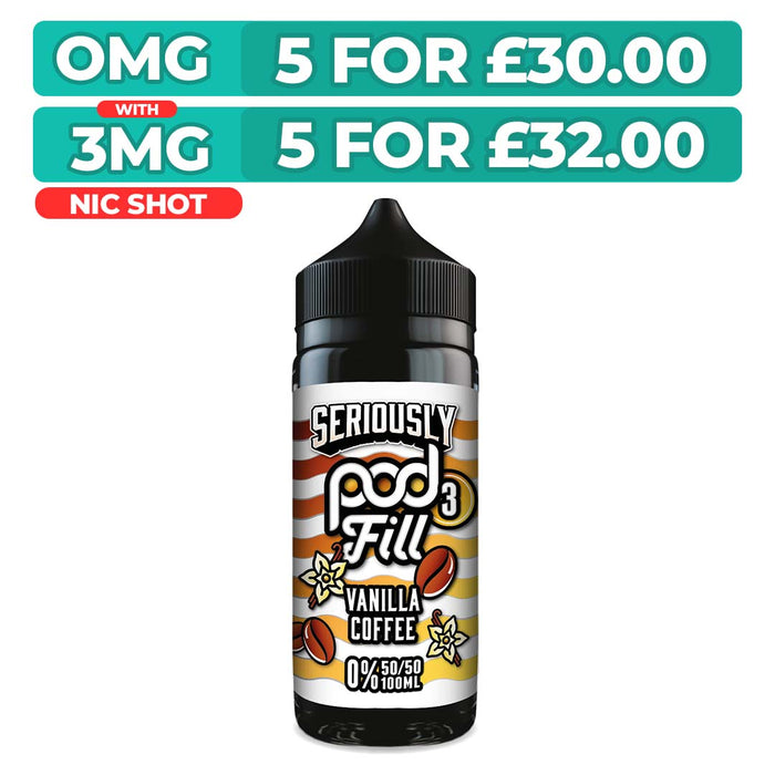 Doozy Seriously Pod Fill 3 Vanilla Coffee 100ml Shortfill E-Liquid
