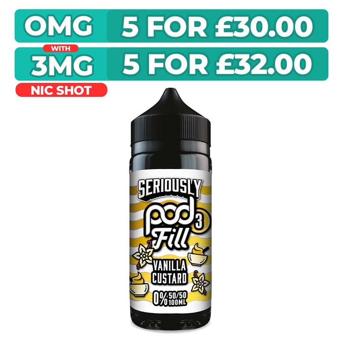 Doozy Seriously Pod Fill 3 Vanilla Custard 100ml Shortfill E-Liquid